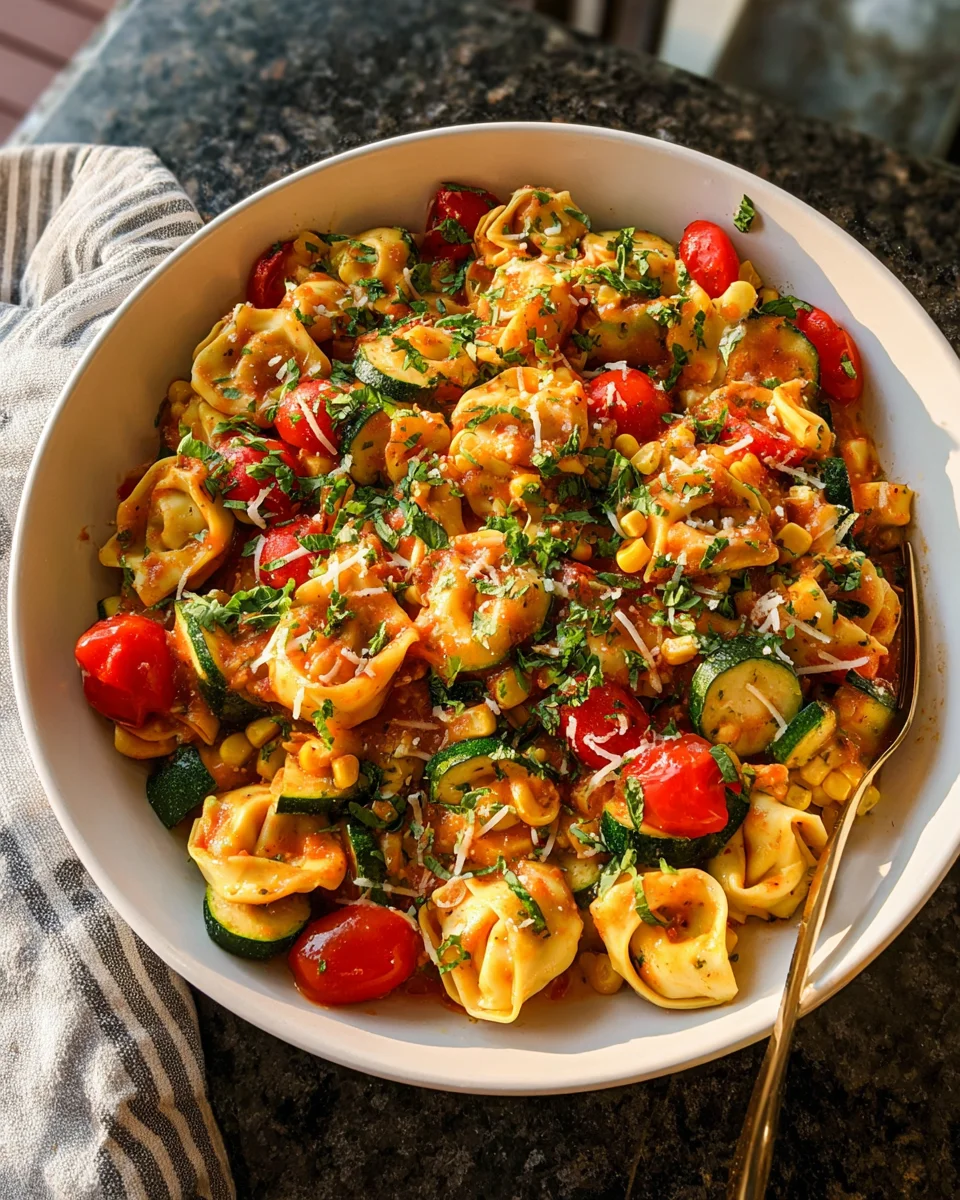 Cheese Tortellini with Summer Veggies 22 Cheese