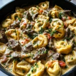 Cheesesteak Tortellini in Creamy Provolone Sauce