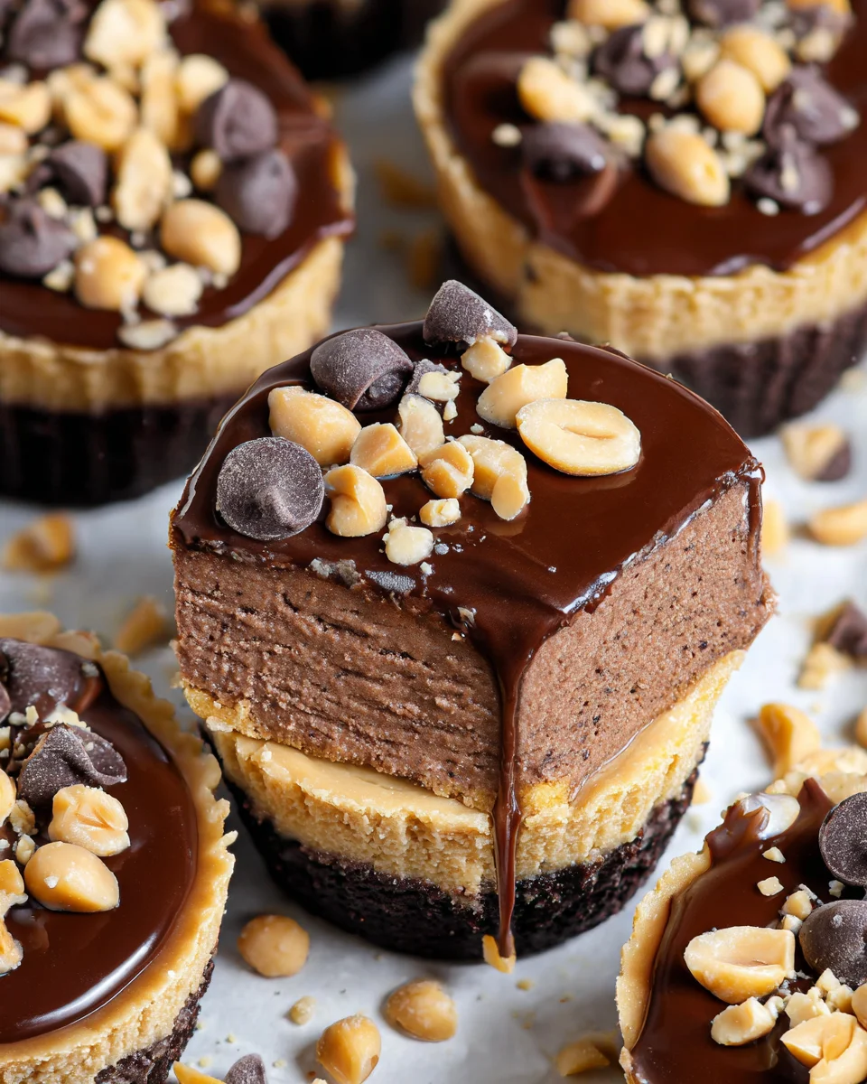 Chocolate Peanut Butter Mini Cheesecakes