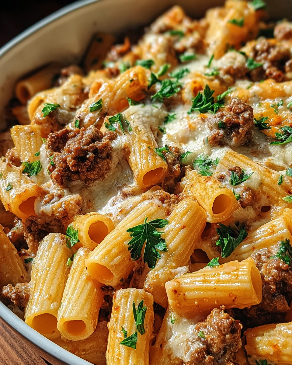 Creamy Parmesan Beef Rigatoni