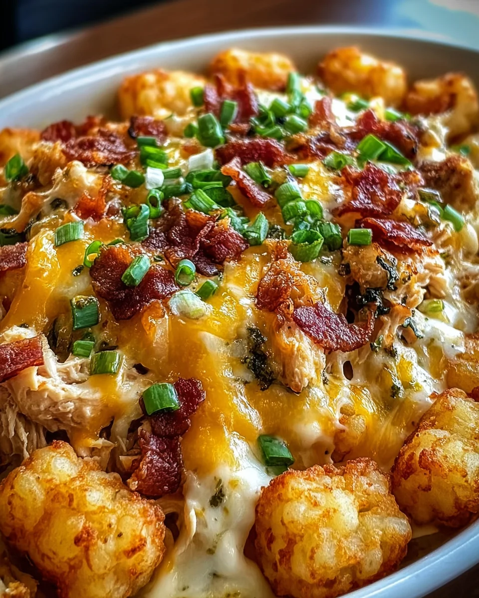 Easy Chicken Bacon Ranch Tater Tot Casserole