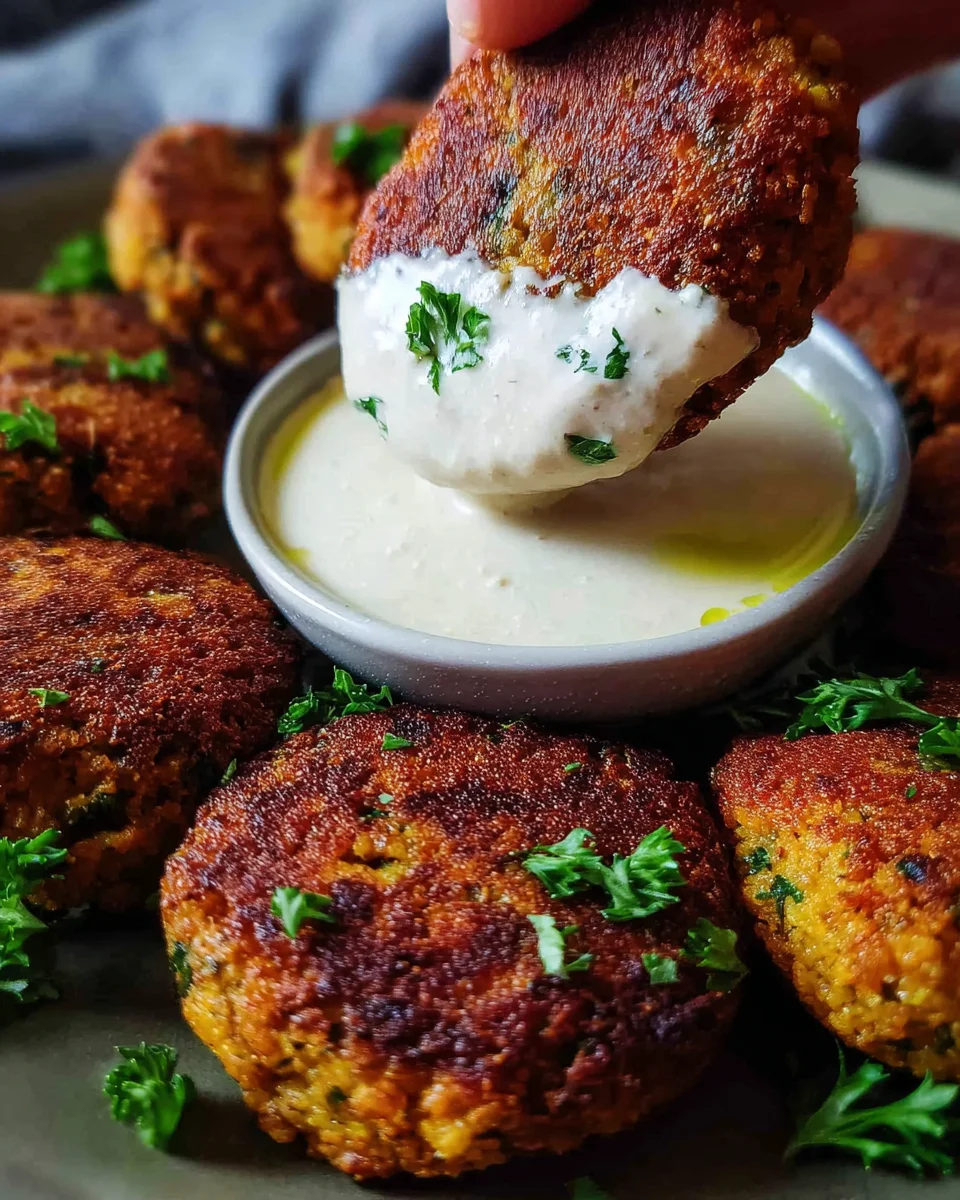 Easy Lentil Patties (with Lemon Tahini Dip)
