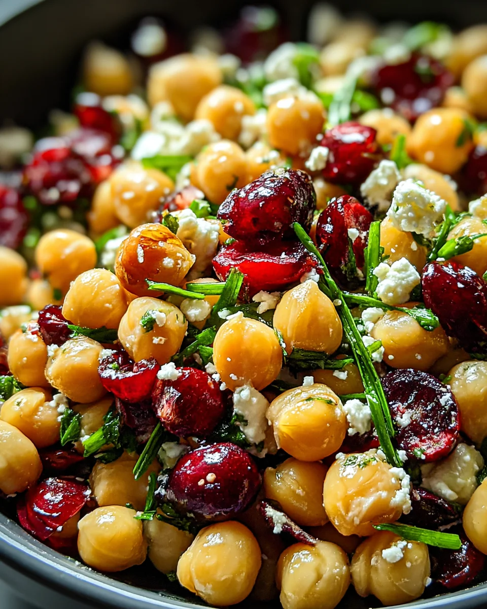 Feta & Cranberry Chickpeas with Lemon Vinaigrette