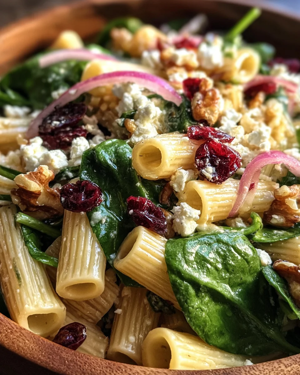 Feta & Cranberry Rigatoni Salad with Lemon Vinaigrette