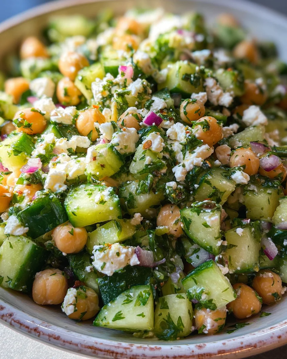 Herby Cucumber Salad with Feta and Chickpeas 19 Herby