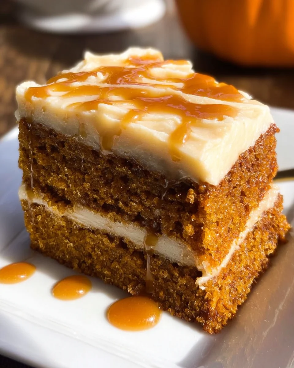 Pumpkin Cake with Caramel Cream Cheese Frosting