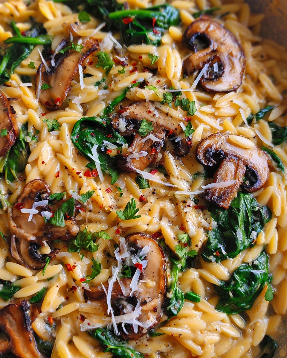 Spinach Mushroom Orzo