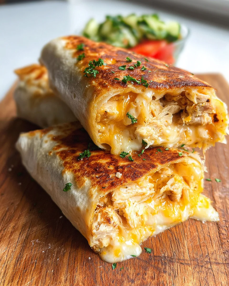 Cheesy Garlic Chicken Wraps