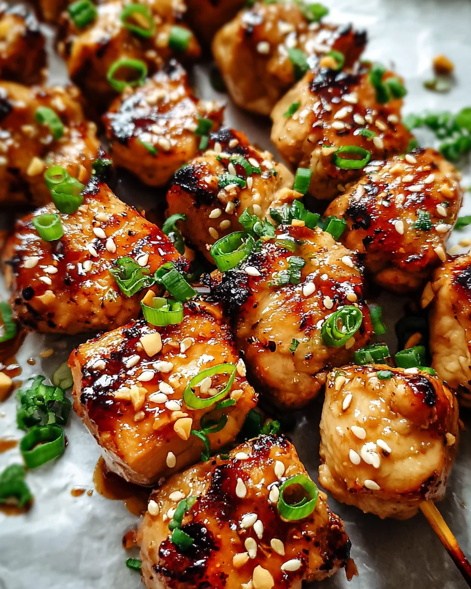 Easy Grilled Asian Chicken Skewers with Honey Garlic Sauce