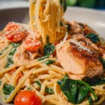 Healthy & Creamy Tuscan Salmon Pasta