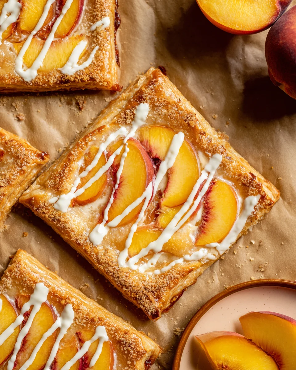 Peaches and Cream Puff Pastry Tart 17 Peaches