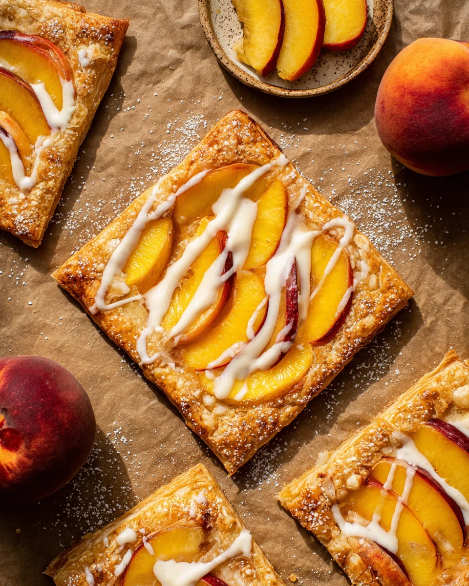 Peaches and Cream Puff Pastry Tart 18 Peaches