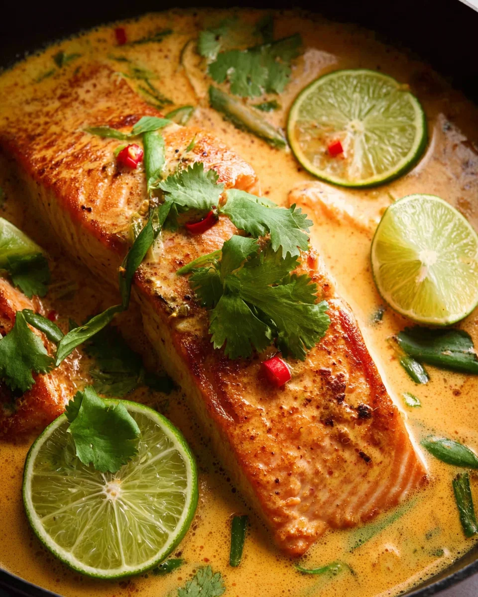 Poached Salmon in Coconut Lime Sauce
