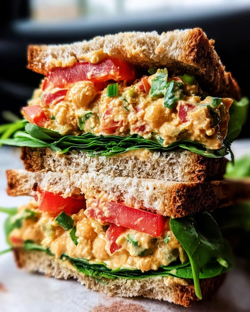Vegan Buffalo Chickpea Salad Sandwich