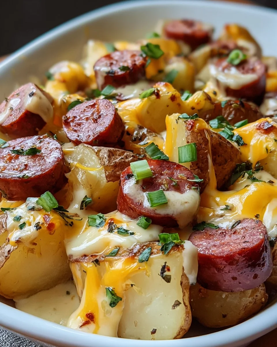 Cheesy Ranch Potatoes and Smoked Sausage