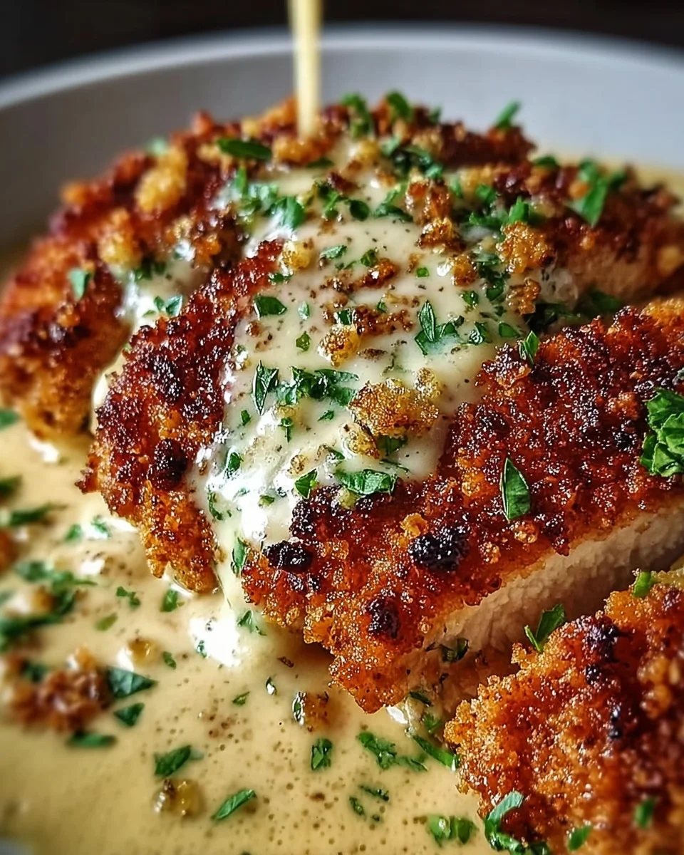 Crispy Parmesan Chicken with a Rich Garlic Sauce 19 Crispy