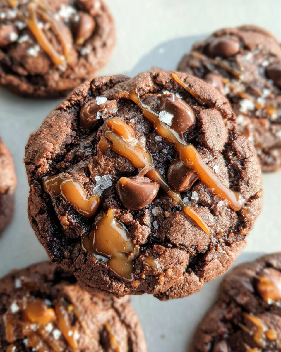 Double Chocolate Salted Caramel Cookies