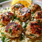 Greek Chicken Meatballs with Lemon Orzo 22 Greek Chicken Meatballs with Lemon Orzo