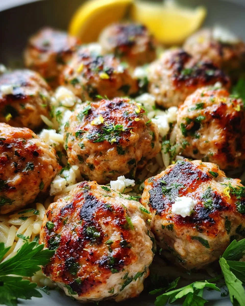 Greek Chicken Meatballs with Lemon Orzo 20 Greek