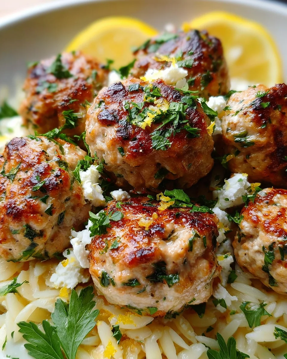 Greek Chicken Meatballs with Lemon Orzo 21 Greek