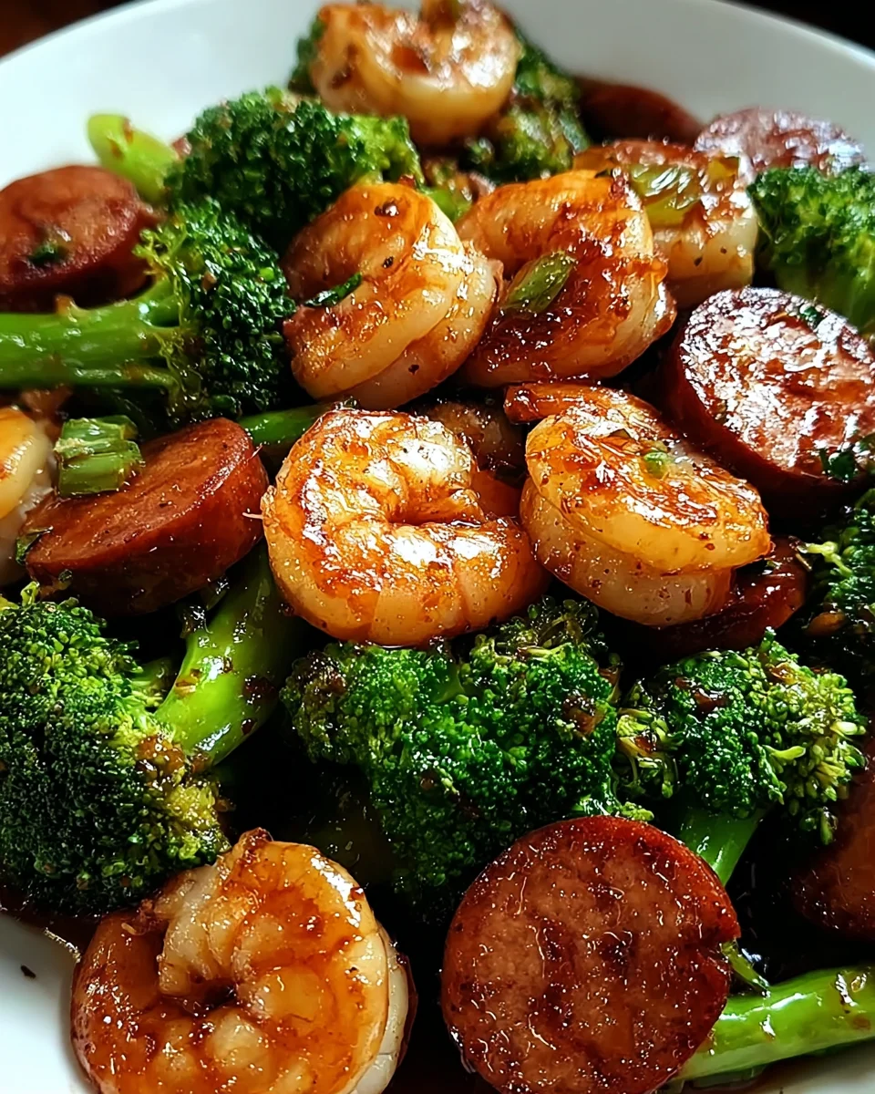 Honey Garlic Shrimp, Sausage, and Broccoli