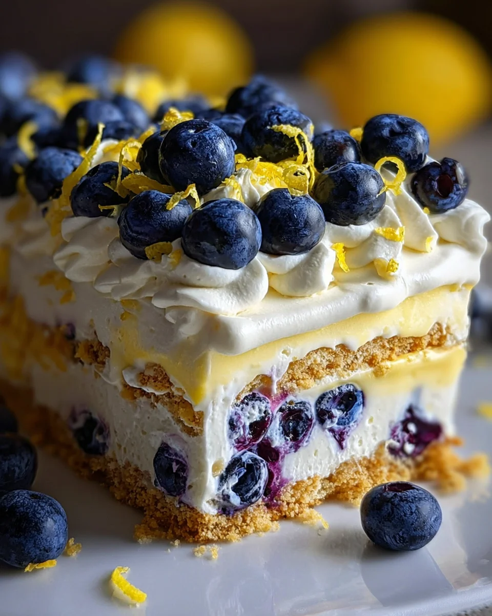 No-Bake Lemon dazzling Blueberry cream Cake