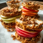 Peanut Butter Apple Sandwiches with Granola 16 Peanut Butter Apple Sandwiches with Granola