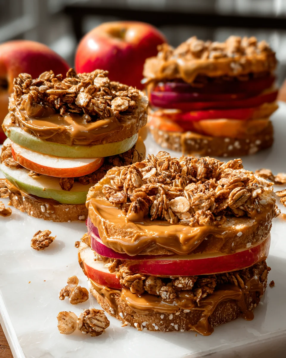 Peanut Butter Apple Sandwiches with Granola 15 Peanut