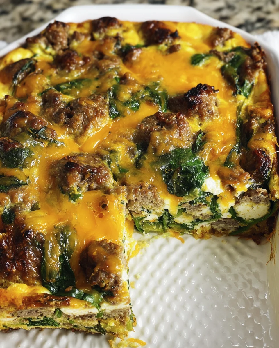Sausage & Egg Keto Breakfast Casserole 16 Sausage