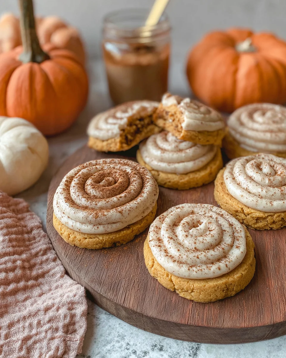 Soft Pumpkin Cookies with Cinnamon Frosting