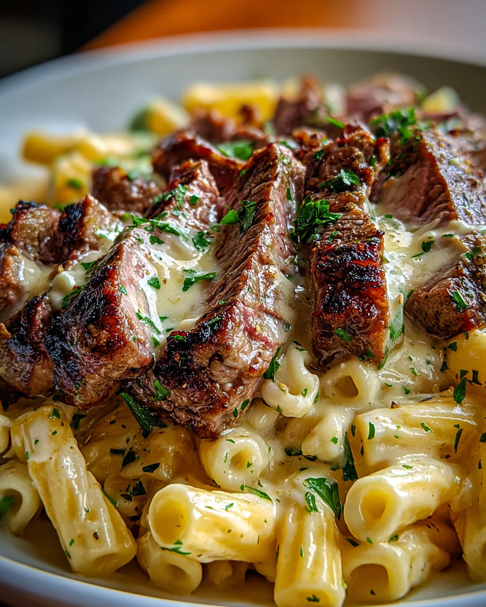 Steak and Creamy Garlic Parmesan Pasta 18 Steak