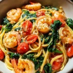 Tomato Spinach Shrimp Pasta