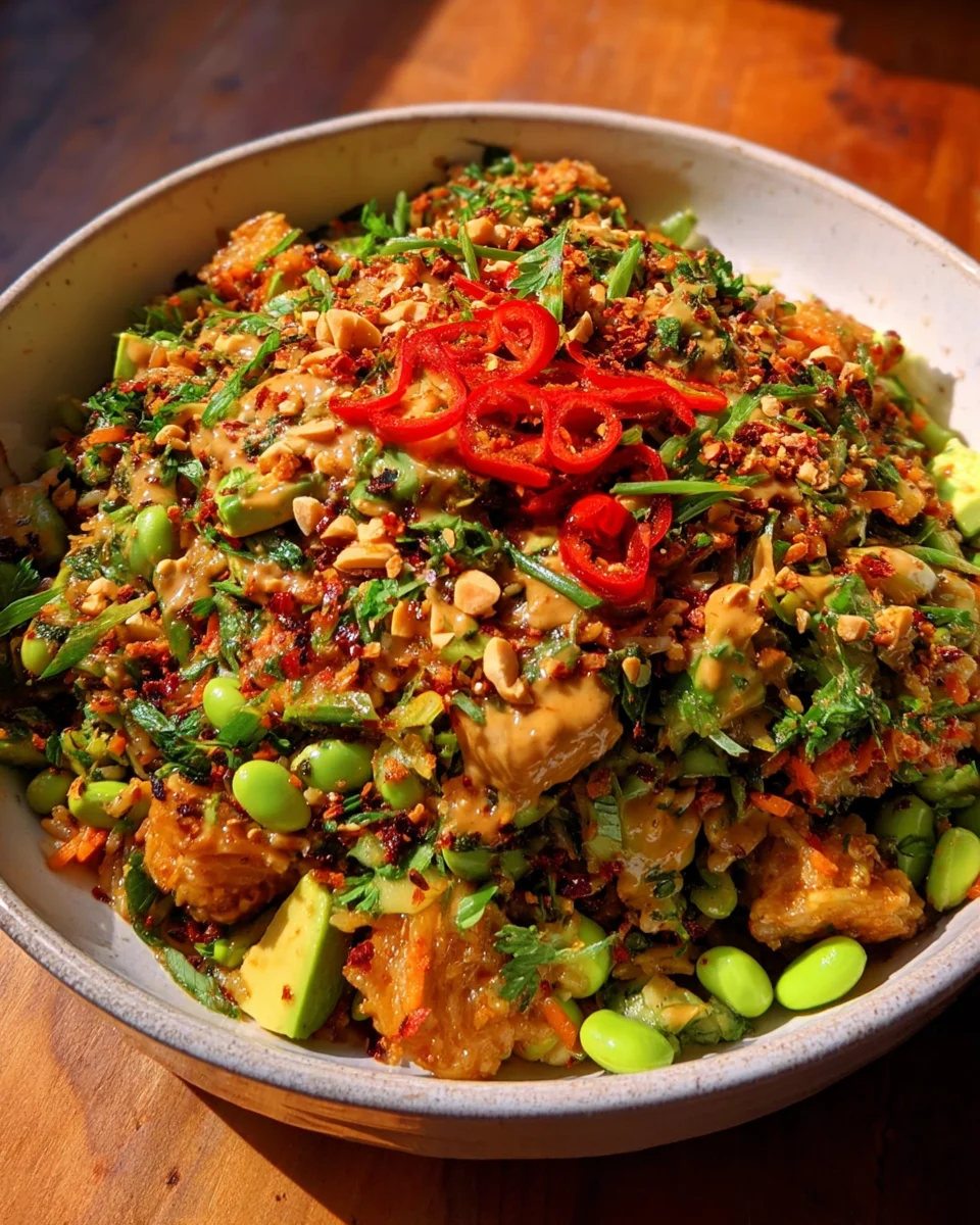 Crispy Rice Salad with Peanut-Chili Dressing