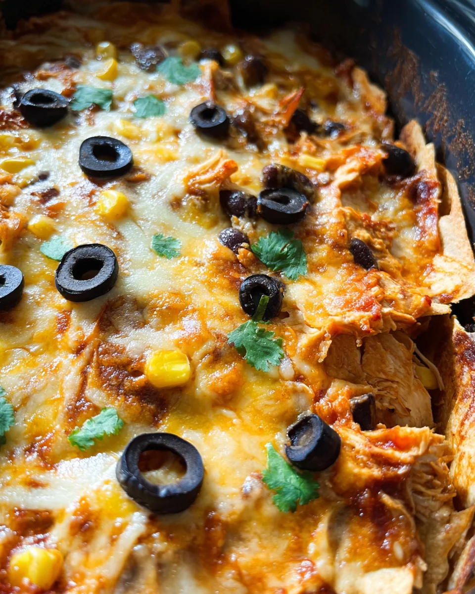 Crockpot Chicken Enchiladas Casserole
