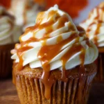Pumpkin Cupcakes with Salted Caramel Cream Cheese Frosting