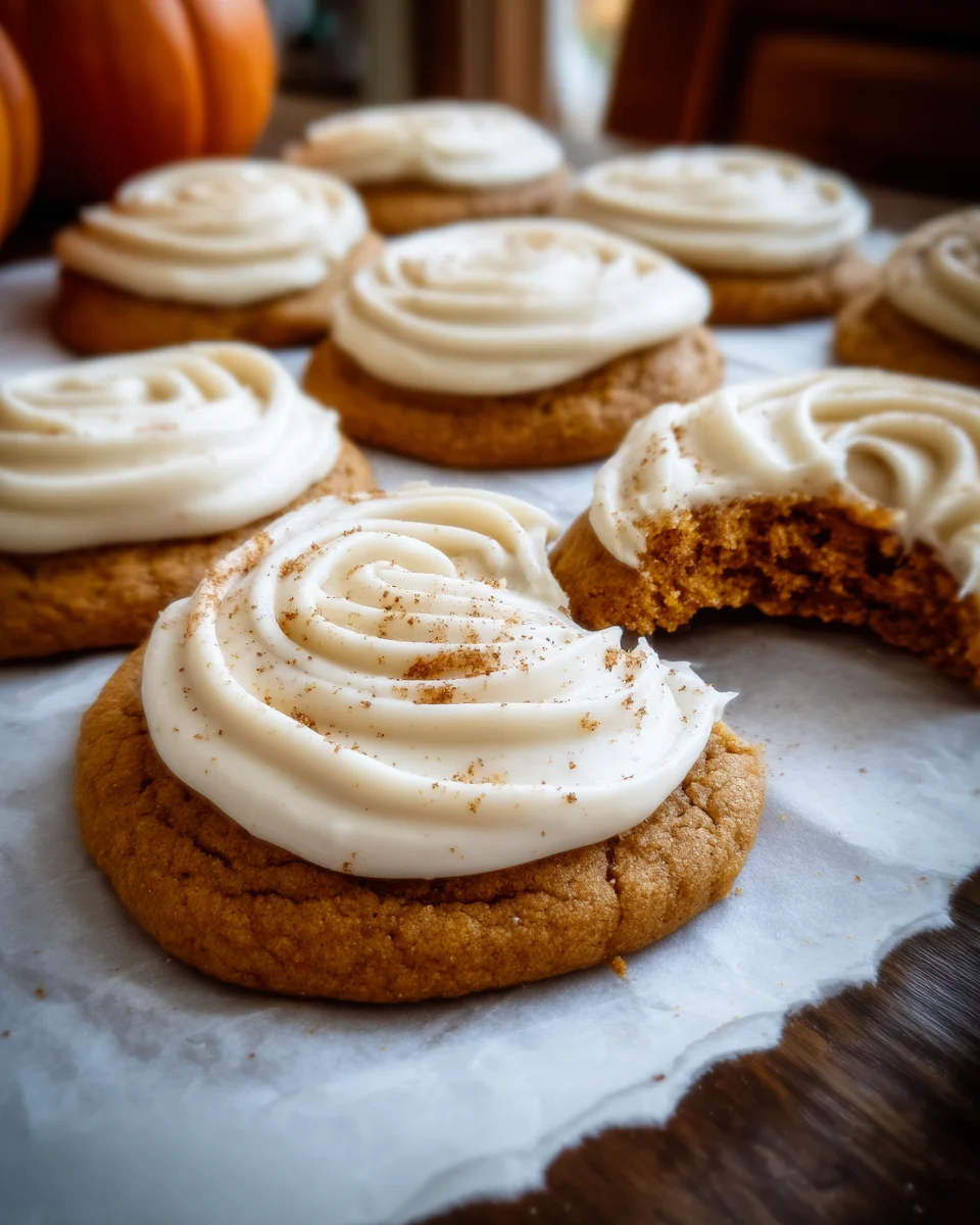 Pumpkin Sugar Cookies with Cream Cheese Frosting