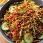 Quick Crispy Rice Salad with Peanut Sesame Dressing