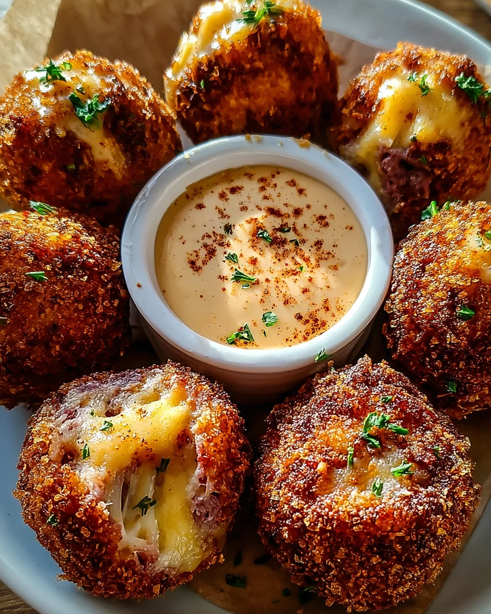 Reuben Balls with Spicy Thousand Island Dipping Sauce