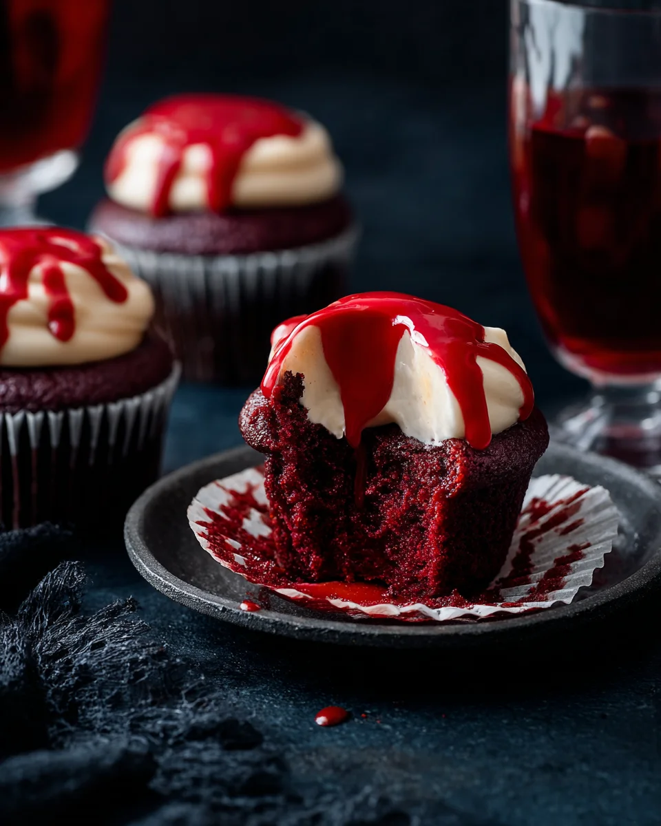 Vampire Bite Halloween Cupcakes