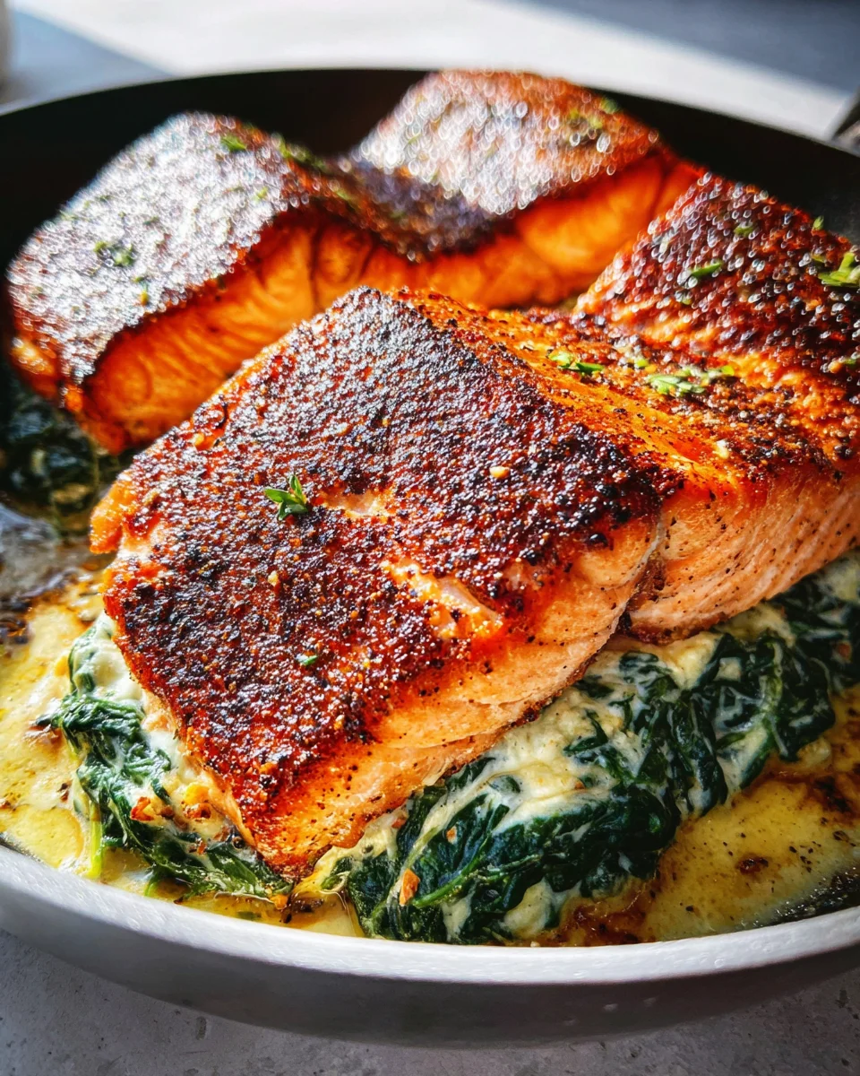 Blackened Salmon Stuffed with Spinach & Parmesan 18 Blackened