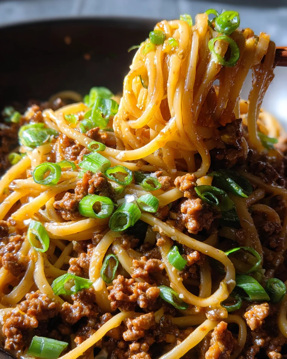 Ground Beef Mongolian Noodles