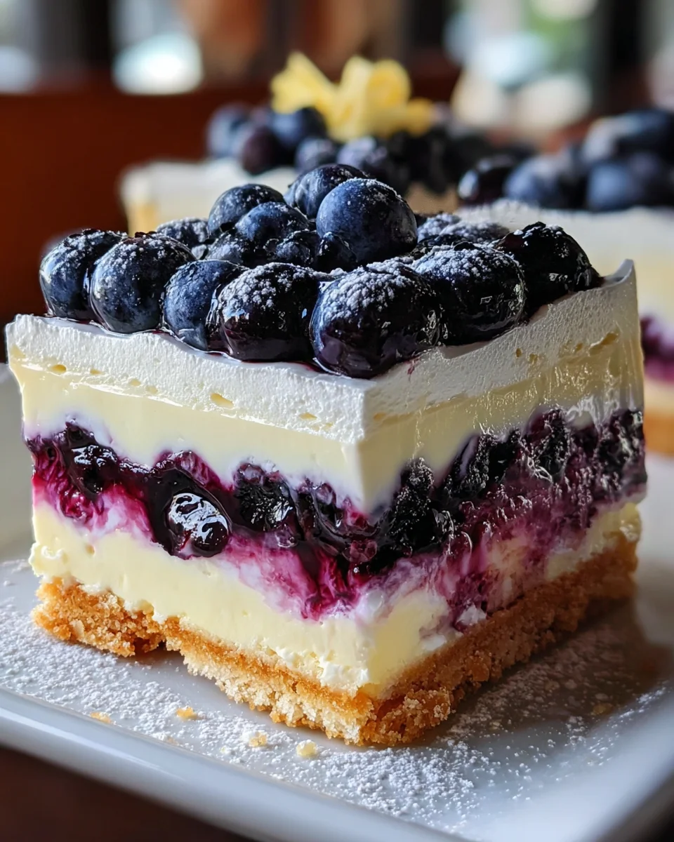 Lemon Blueberry Shortbread Mousse Cake
