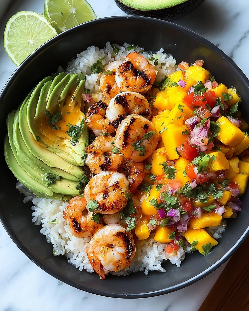 Shrimp and Avocado Bowls with Mango Salsa & Lime-Chili Sauce 19 Shrimp