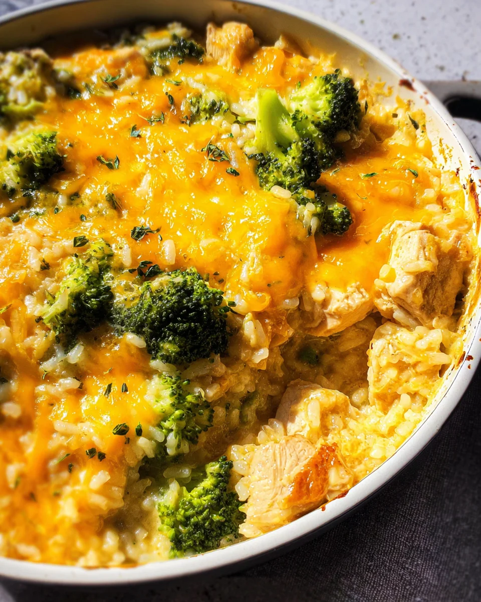Cheesy Broccoli Chicken and Rice Casserole