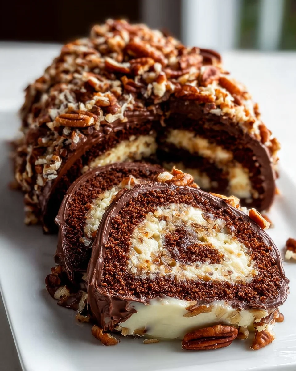 Decadent German Chocolate Coconut Pecan Roll Cake 19 Decadent German Chocolate Coconut Pecan Roll Cake