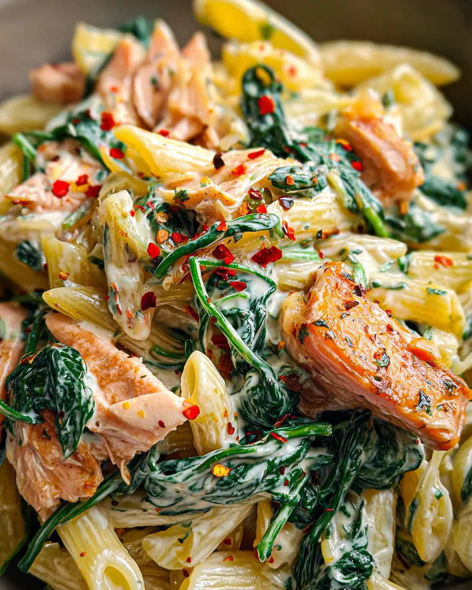 Quick Salmon & Spinach Pasta