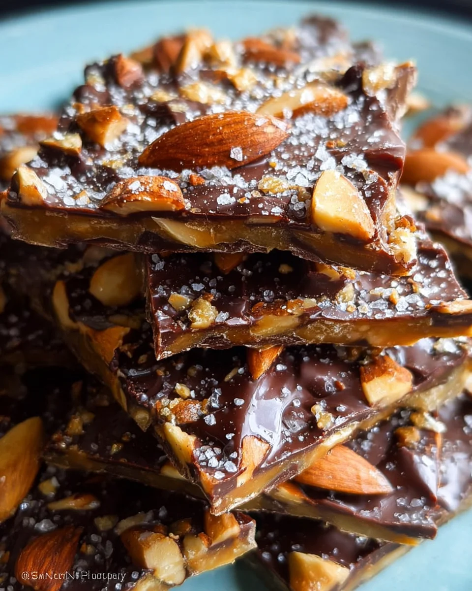 Salted Dark Chocolate Almond Toffee 21 Salted