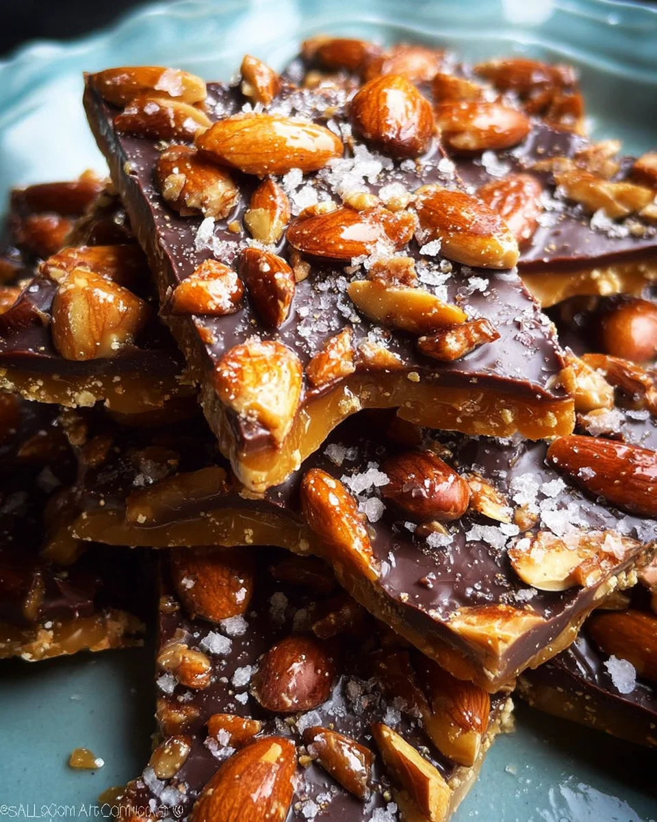 Salted Dark Chocolate Almond Toffee 22 Salted