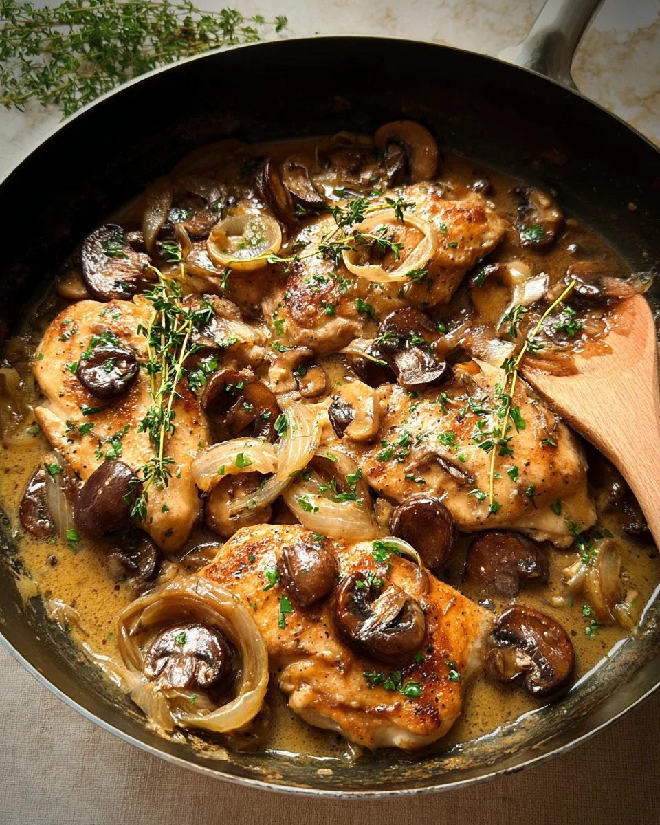 Skillet Chicken and Mushroom Wine Sauce
