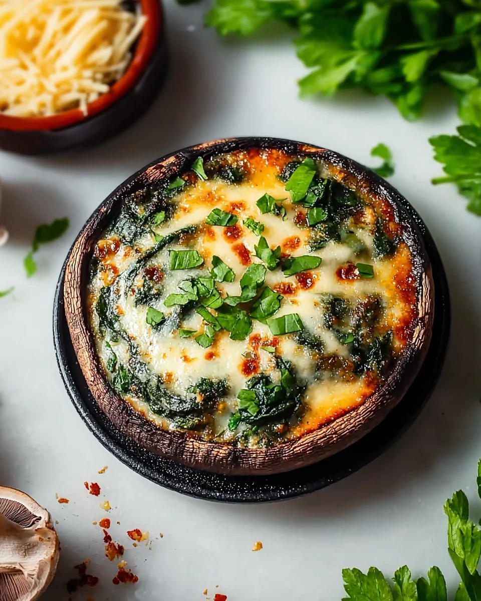 Spinach and Cheese Stuffed Portobello Mushroom